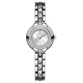 Silver GEDI luxury quartz watch for women with sparkling crystal bezel and link bracelet - Silver Case White Dial