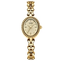 Orologio al quarzo dorato con cassa ovale e bracciale a catena decorativa cuore - Cassa Dorata Quadrante Dorato