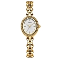 Orologio GEDI vintage da donna dorato con maglie a fiocco e quadrante ovale elegante - Oro Quadrante Bianco