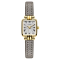 GEDI retro vintage square watch with gold case, grey leather strap and Roman numerals - Gold Case White Dial Brown Strap