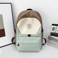 Zaino tricolore in marrone, beige e verde menta con logo circolare della montagna - Piccolo / Verde Senza Pendente
