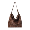 Hobo-Tasche aus Wildlederimitat mit Leopardenmuster und großem Fassungsvermögen - Braun
