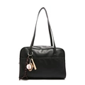 Borsa a tracolla nera minimalista di grande capacità con ciondolo a tema baseball sportivo - Borsa / Nero