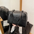 Minimalistische zwarte Boston draagtas van PU-leer met lange schouderbanden voor dames - Zonder Hanger / Zwart