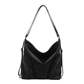 Borsa tote nera minimalista con silhouette triangolare e cerniere laterali funzionali - Nero