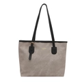 Retro taupe washed tote bag with thin black straps and golden buckle details - Grey Without Pendant
