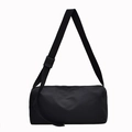 Minimalistische zwarte nylon cilindervormige crossbodytas met verstelbare riem en rits - Zwart