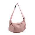 Pink nylon crescent crossbody bag with adjustable wide strap and small round coin purse - Pink