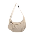 Beige nylon crescent crossbody bag with adjustable strap and small round coin pouch - Khaki