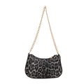 Retro leopard print baguette bag with gold chain strap for luxury shoulder or underarm wear - Leopard Black