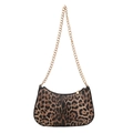 Fashionable crescent hobo bag with leopard animal print and golden metal chain strap - Leopard Khaki
