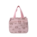 Borsa tote in velluto a coste rosa con orsetti cartoon e scritta Smile donna - Rosa