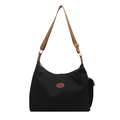 Bolso tote de nailon impermeable en negro con correa ajustable y gran capacidad de carga - Negro