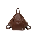 Zaino triangolare marrone in similpelle vintage con spalline regolabili e tasca frontale - Marrone