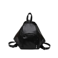 Zaino minimalista in pelle PU nera con design triangolare e fibbie in metallo argento - Nero