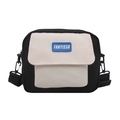 Bolso bandolera de lona en blanco y negro con correa ajustable y detalle de logotipo - Negro y Blanco