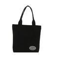 Minimalist black corduroy tote bag with FANYISSA label and dual handles for women - Black