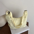 Pale yellow canvas crescent hobo bag with matching coin purse and wide strap - Yellow