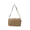 Fashionable khaki nylon crossbody bag with multi-layer zipper pockets and adjustable strap - Khaki