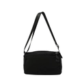 Black minimalist large capacity shoulder bag with multi-zipper design and wide strap - Black