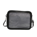 Minimalistische schwarze Ita-Bag mit grauem Wabennetz und verstellbarem Gurt - Schwarz