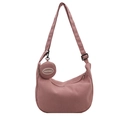 Pink corduroy half-moon crossbody bag with adjustable strap and mini round coin purse - Pink