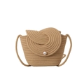 Handgewebte Crossbody-Tasche aus Baumwollkordel in Khaki mit edlem Perlenverschluss - Khaki