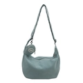 Blue-grey corduroy crossbody bag with waffle texture and matching round coin purse - Green