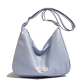 Sac hobo bleu clair chic avec bandoulière réglable et étiquette de mode cousue - Sans Pendentif / Bleu