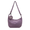 Purple waffle texture hobo shoulder bag with adjustable strap and mini round coin pouch - Purple