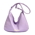 Sac hobo minimaliste en cuir PU violet clair avec bandoulière réglable et étiquette - Sans Pendentif / Violet