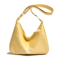 Sac hobo jaune vif en similicuir avec bandoulière réglable et étiquette tendance - Sans Pendentif / Jaune