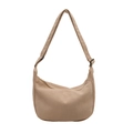 Beige corduroy large capacity hobo bag with adjustable wide strap for casual daily use - Khaki