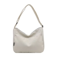 Sac fourre-tout minimaliste en toile blanc cassé avec bandoulière réglable et grand volume - Blanc
