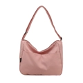 Bolso tote rosa de gran capacidad en lona con correa ajustable y bolsillo frontal - Rosa