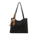 Grand sac cabas noir minimaliste avec foulard en soie et logo FASHION & BAGS chic - Noir