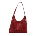 Rote Kunstleder-Schultertasche mit silbernen Nieten und stilvollem Unterarm-Design - Rot