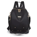 Schwarzer Oxford-Rucksack mit goldenen Sternnieten und Reißverschlüssen für Damen - Schwarz