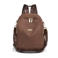 Kaffeebrauner Oxford-Rucksack für Damen mit goldenen Reißverschlüssen und Metallakzenten - Braun