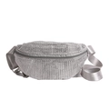 Sac banane argenté brillant avec strass pour femme avec bandoulière tissée réglable chic - Argenté