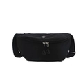 Bolso bandolera minimalista de nailon negro con correa ajustable y logo metálico - Negro