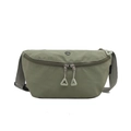 Marsupio minimalista in nylon verde con tracolla regolabile e logo in metallo tondo - Verde