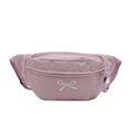 Bolso bandolera lila con bordado de lazo, doble cremallera y correa ajustable morada - Morado