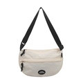 Borsa a tracolla a mezzaluna color crema stile giapponese con tracolla regolabile e zip - Bianco