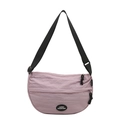 Borsa a tracolla a mezzaluna lavanda con tracolla regolabile e logo in vista - Viola