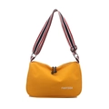 Borsa tote in tela gialla con ampia tracolla a righe e design capiente - Giallo