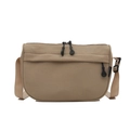 Minimalist khaki crescent crossbody bag with multiple pockets and adjustable nylon strap - Khaki