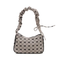 Sweet bow-knot print underarm tote bag in beige jacquard with ruffled shoulder strap - Khaki