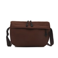 Minimalist deep brown canvas crossbody bag with adjustable strap and double zippers - Brown