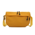 Lightweight bright yellow nylon crossbody bag for women with adjustable strap and zip closure - Yellow